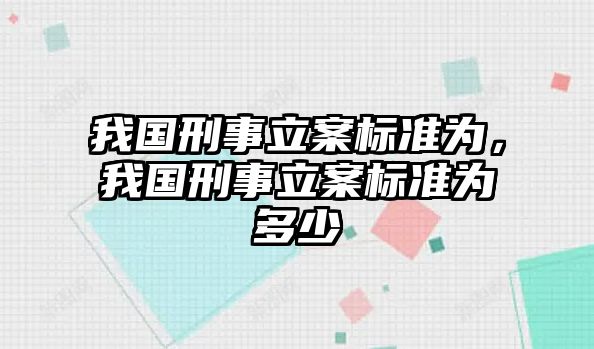 我國刑事立案標準為，我國刑事立案標準為多少