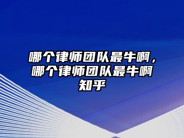 哪個(gè)律師團(tuán)隊(duì)最牛啊，哪個(gè)律師團(tuán)隊(duì)最牛啊知乎