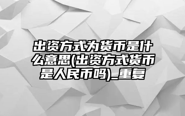 出資方式為貨幣是什么意思(出資方式貨幣是人民幣嗎)_重復