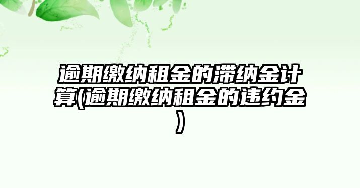 逾期繳納租金的滯納金計算(逾期繳納租金的違約金)