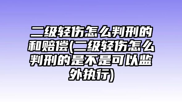 二級(jí)輕傷怎么判刑的和賠償(二級(jí)輕傷怎么判刑的是不是可以監(jiān)外執(zhí)行)