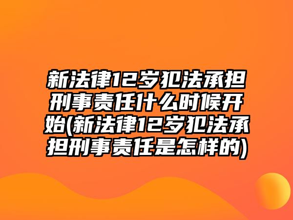 新法律12歲犯法承擔(dān)刑事責(zé)任什么時候開始(新法律12歲犯法承擔(dān)刑事責(zé)任是怎樣的)