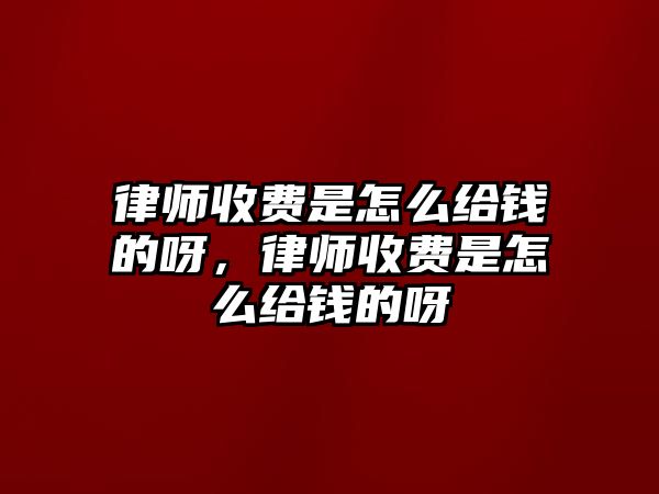 律師收費是怎么給錢的呀，律師收費是怎么給錢的呀