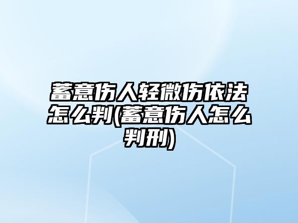 蓄意傷人輕微傷依法怎么判(蓄意傷人怎么判刑)