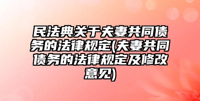 民法典關于夫妻共同債務的法律規定(夫妻共同債務的法律規定及修改意見)