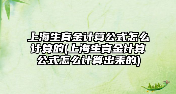 上海生育金計算公式怎么計算的(上海生育金計算公式怎么計算出來的)