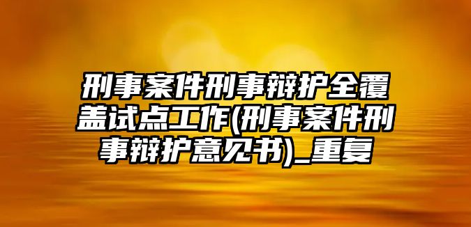 刑事案件刑事辯護(hù)全覆蓋試點(diǎn)工作(刑事案件刑事辯護(hù)意見書)_重復(fù)