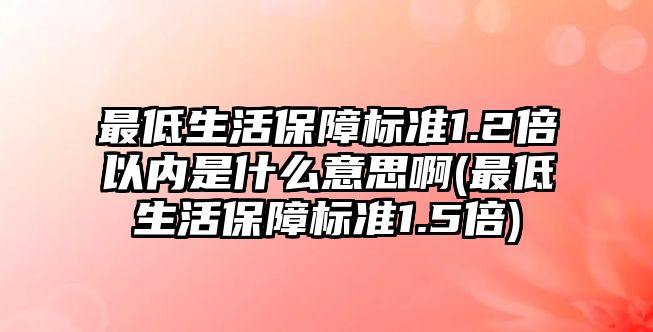 最低生活保障標準1.2倍以內是什么意思啊(最低生活保障標準1.5倍)