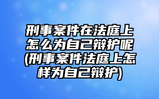 刑事案件在法庭上怎么為自己辯護呢(刑事案件法庭上怎樣為自己辯護)