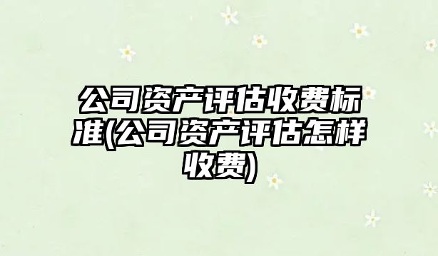 公司資產評估收費標準(公司資產評估怎樣收費)