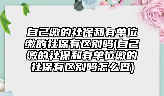 自己繳的社保和有單位繳的社保有區別嗎(自己繳的社保和有單位繳的社保有區別嗎怎么查)