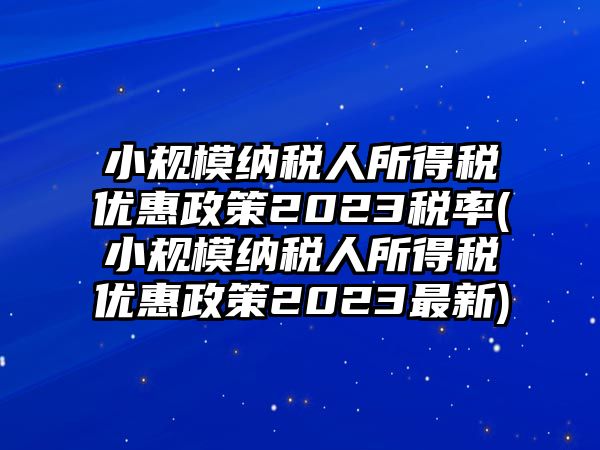 小規(guī)模納稅人所得稅優(yōu)惠政策2023稅率(小規(guī)模納稅人所得稅優(yōu)惠政策2023最新)