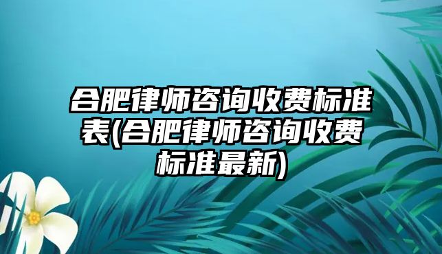 合肥律師咨詢收費(fèi)標(biāo)準(zhǔn)表(合肥律師咨詢收費(fèi)標(biāo)準(zhǔn)最新)