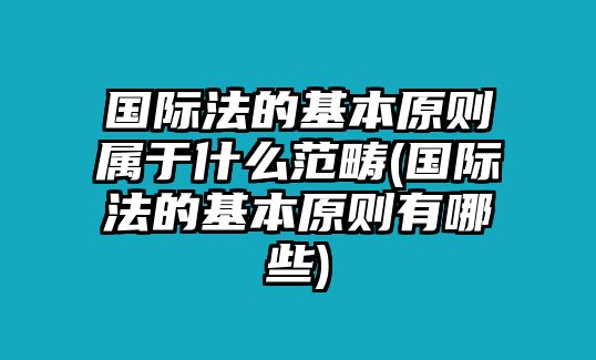 國際法的基本原則屬于什么范疇(國際法的基本原則有哪些)