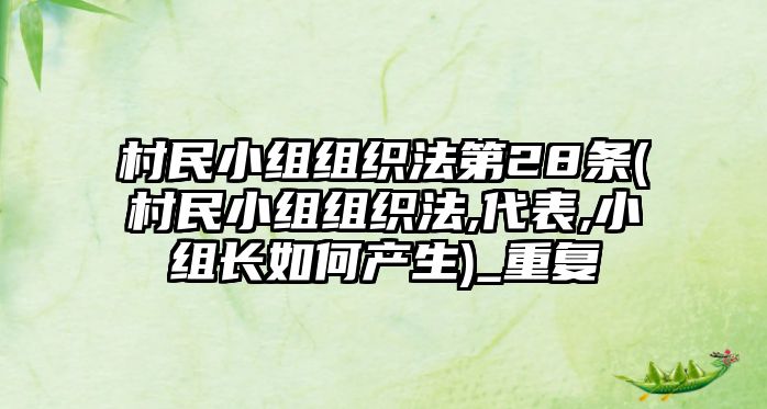 村民小組組織法第28條(村民小組組織法,代表,小組長如何產生)_重復