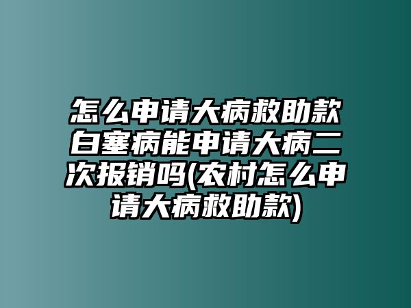 怎么申請大病救助款白塞病能申請大病二次報(bào)銷嗎(農(nóng)村怎么申請大病救助款)