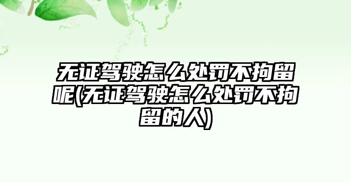 無證駕駛怎么處罰不拘留呢(無證駕駛怎么處罰不拘留的人)