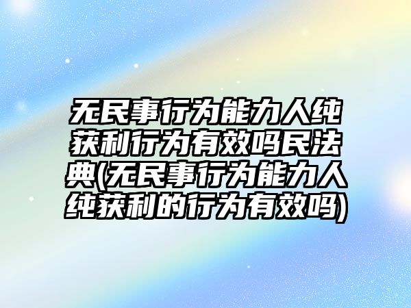 無民事行為能力人純獲利行為有效嗎民法典(無民事行為能力人純獲利的行為有效嗎)