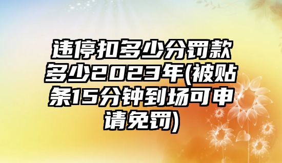 違停扣多少分罰款多少2023年(被貼條15分鐘到場可申請免罰)