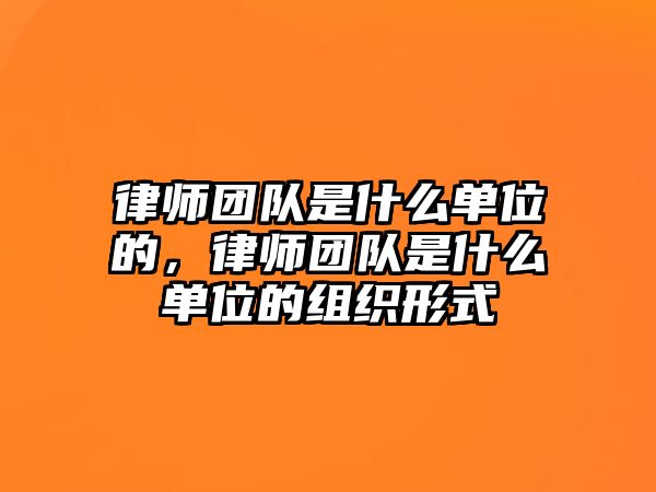 律師團隊是什么單位的，律師團隊是什么單位的組織形式