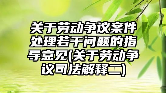 關于勞動爭議案件處理若干問題的指導意見(關于勞動爭議司法解釋二)