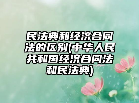 民法典和經濟合同法的區別(中華人民共和國經濟合同法和民法典)