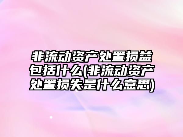 非流動資產處置損益包括什么(非流動資產處置損失是什么意思)