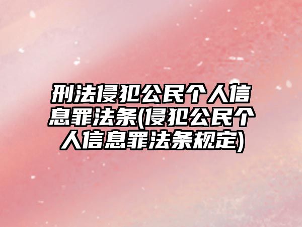 刑法侵犯公民個人信息罪法條(侵犯公民個人信息罪法條規(guī)定)