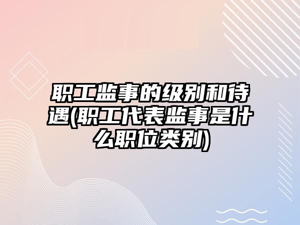 職工監事的級別和待遇(職工代表監事是什么職位類別)