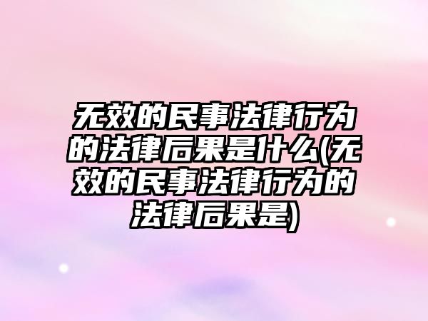 無效的民事法律行為的法律后果是什么(無效的民事法律行為的法律后果是)