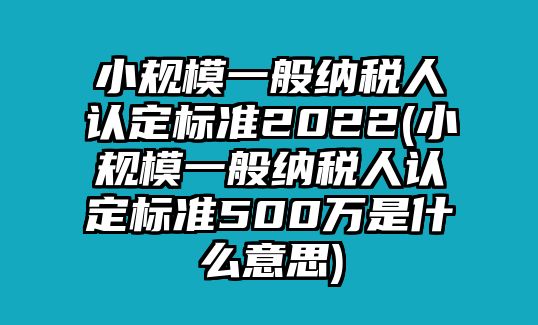 小規模一般納稅人認定標準2022(小規模一般納稅人認定標準500萬是什么意思)