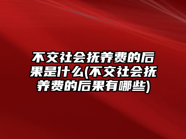 不交社會(huì)撫養(yǎng)費(fèi)的后果是什么(不交社會(huì)撫養(yǎng)費(fèi)的后果有哪些)