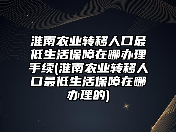 淮南農業轉移人口最低生活保障在哪辦理手續(淮南農業轉移人口最低生活保障在哪辦理的)