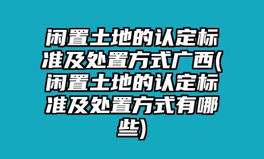 閑置土地的認定標準及處置方式廣西(閑置土地的認定標準及處置方式有哪些)