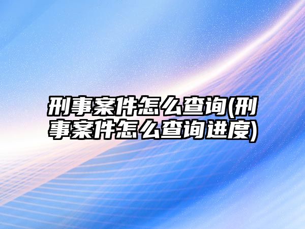 刑事案件怎么查詢(刑事案件怎么查詢進(jìn)度)