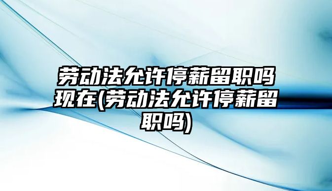 勞動法允許停薪留職嗎現(xiàn)在(勞動法允許停薪留職嗎)