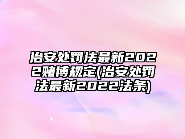 治安處罰法最新2022賭博規定(治安處罰法最新2022法條)