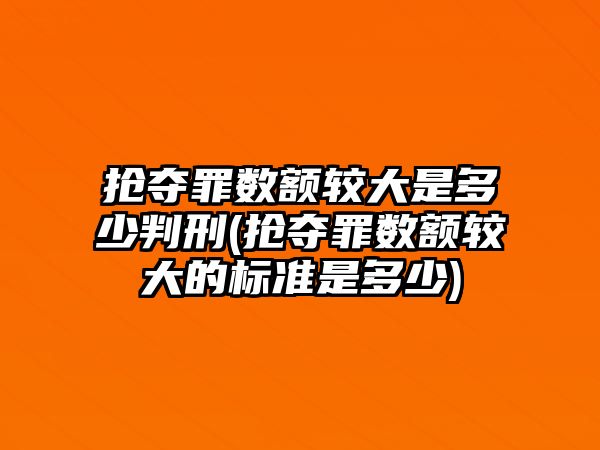 搶奪罪數額較大是多少判刑(搶奪罪數額較大的標準是多少)