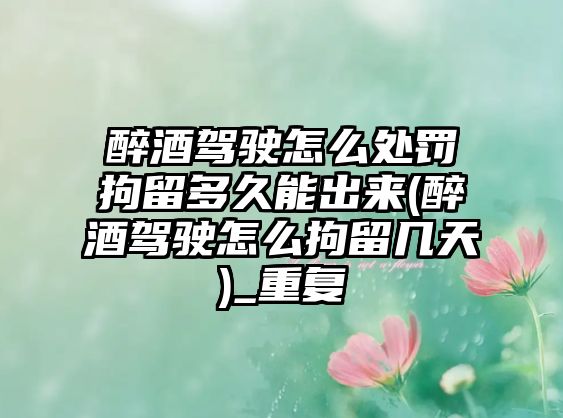 醉酒駕駛怎么處罰拘留多久能出來(醉酒駕駛怎么拘留幾天)_重復