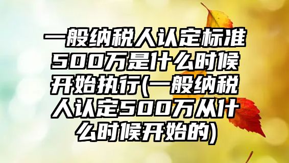 一般納稅人認(rèn)定標(biāo)準(zhǔn)500萬是什么時(shí)候開始執(zhí)行(一般納稅人認(rèn)定500萬從什么時(shí)候開始的)