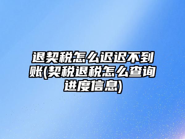 退契稅怎么遲遲不到賬(契稅退稅怎么查詢進(jìn)度信息)