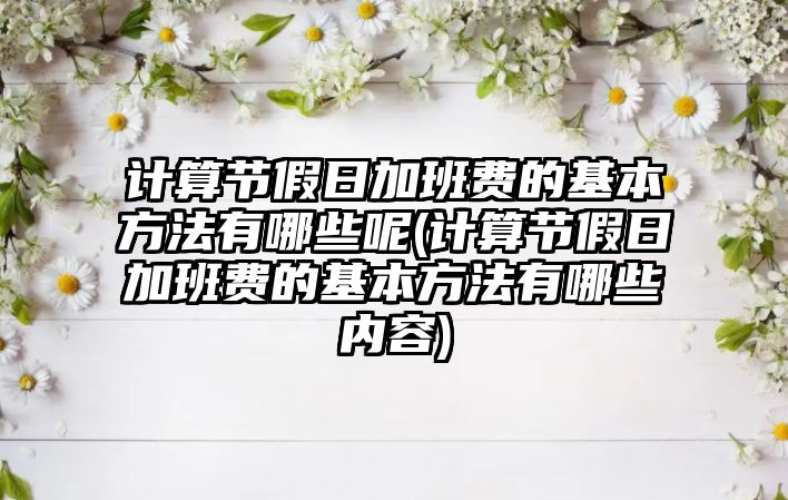 計算節(jié)假日加班費的基本方法有哪些呢(計算節(jié)假日加班費的基本方法有哪些內容)