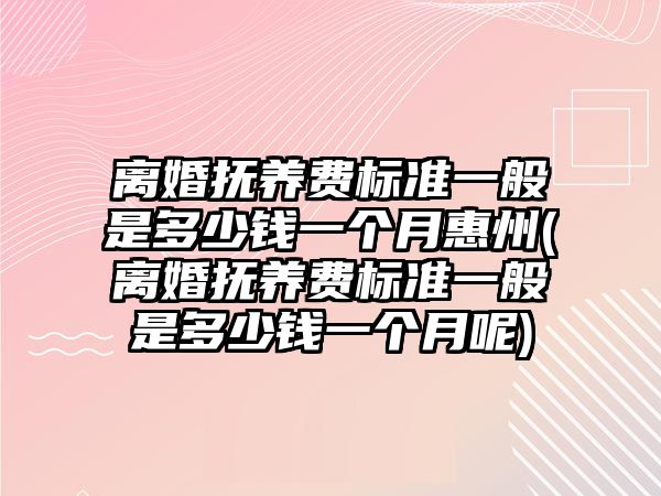 離婚撫養費標準一般是多少錢一個月惠州(離婚撫養費標準一般是多少錢一個月呢)