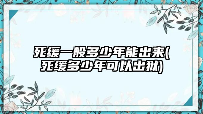 死緩一般多少年能出來(死緩多少年可以出獄)