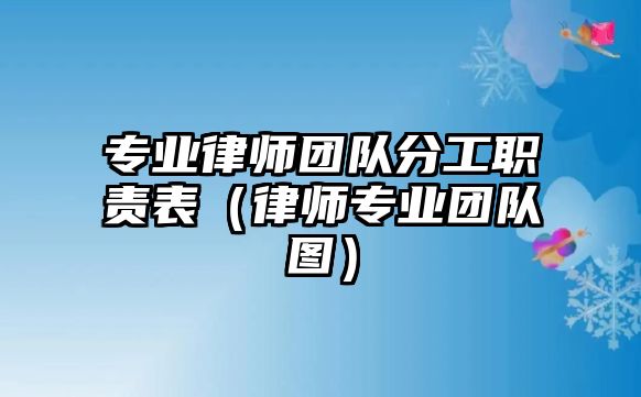 專業律師團隊分工職責表（律師專業團隊圖）