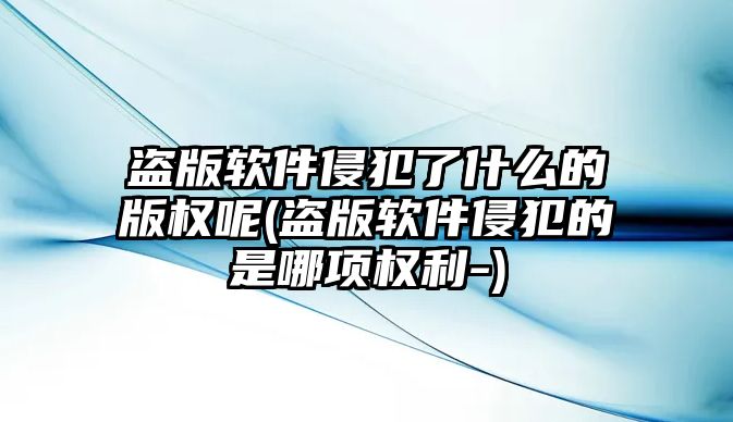 盜版軟件侵犯了什么的版權呢(盜版軟件侵犯的是哪項權利-)