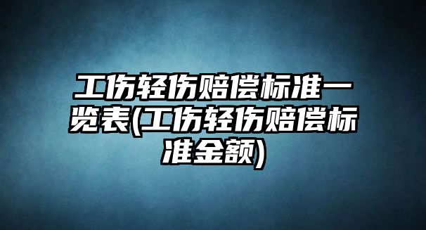 工傷輕傷賠償標準一覽表(工傷輕傷賠償標準金額)