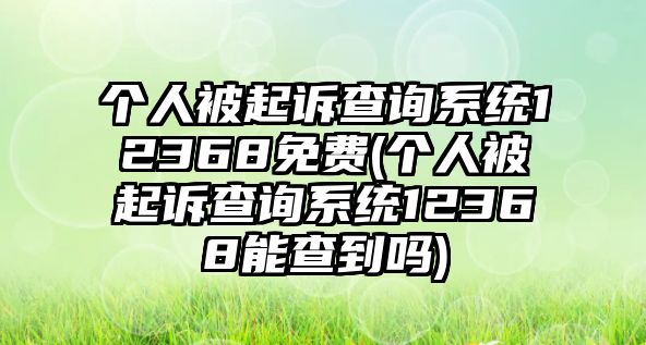 個人被起訴查詢系統(tǒng)12368免費(個人被起訴查詢系統(tǒng)12368能查到嗎)