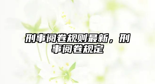 刑事閱卷規則最新，刑事閱卷規定