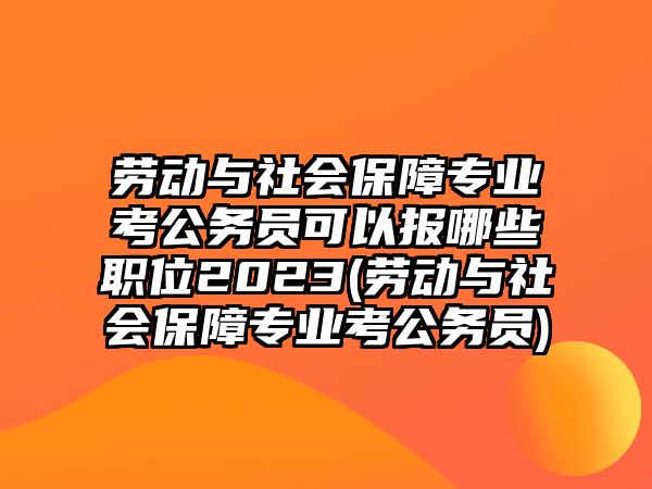 勞動與社會保障專業(yè)考公務員可以報哪些職位2023(勞動與社會保障專業(yè)考公務員)